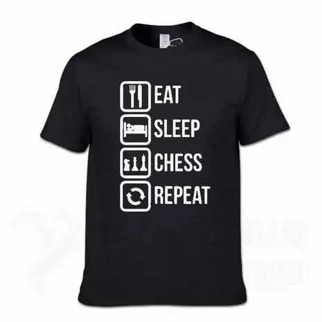 Повседневная футболка с надписью «Eat Sleep Chess Repeat», забавные мужские футболки, Подарочная хлопковая футболка с коротким рукавом, модные хлопковые топы 16 цветов
