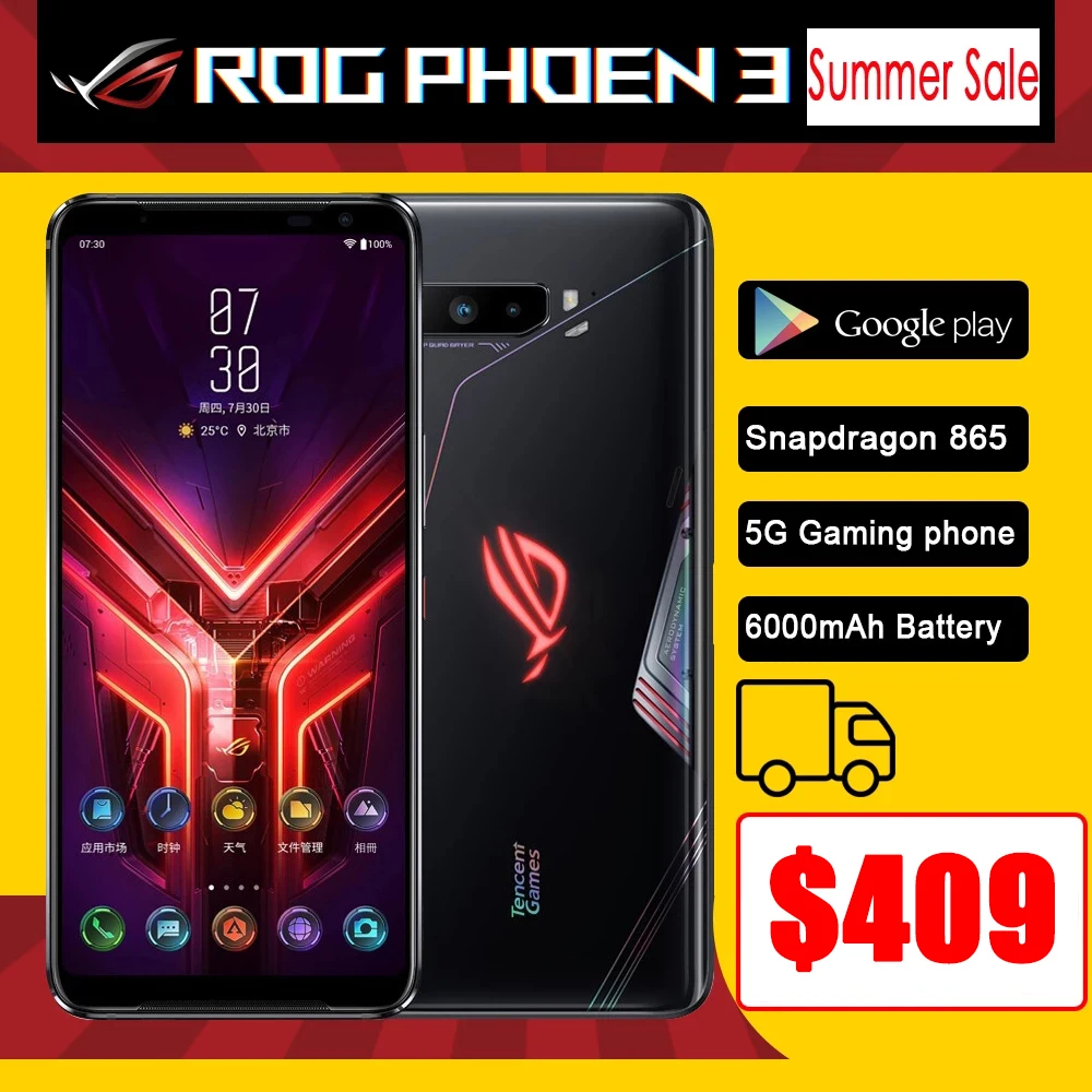 ASUS ROG телефон 3 128 ГБ/256 ГБ Snapdragon 865 + 144 Гц 6000 мАч 64 мп | Мобильные телефоны и