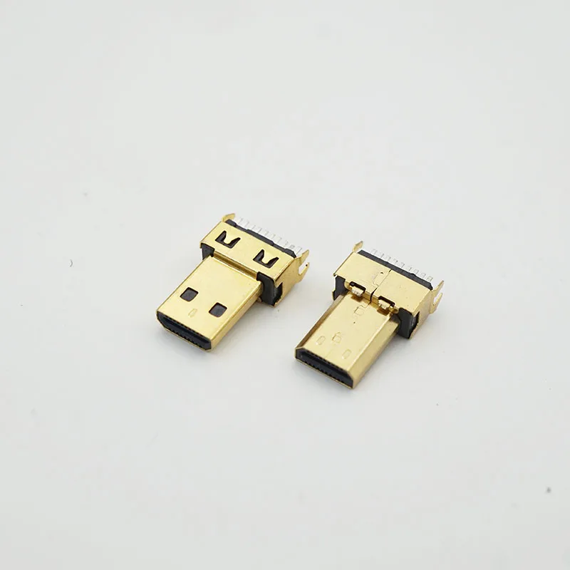 Позолоченный 19P Micro Hdmi Мужской Разъем разъемов Мини Micro Hdmi разъем
