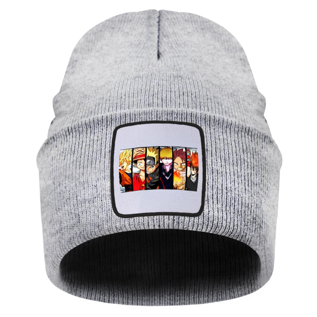 

Fashion Beanies Caps Naruto One Piece Cartoon Print Skullies Beanies Woman Breathable Soft Knitted Caps Man Hip Hop Brimless Hat