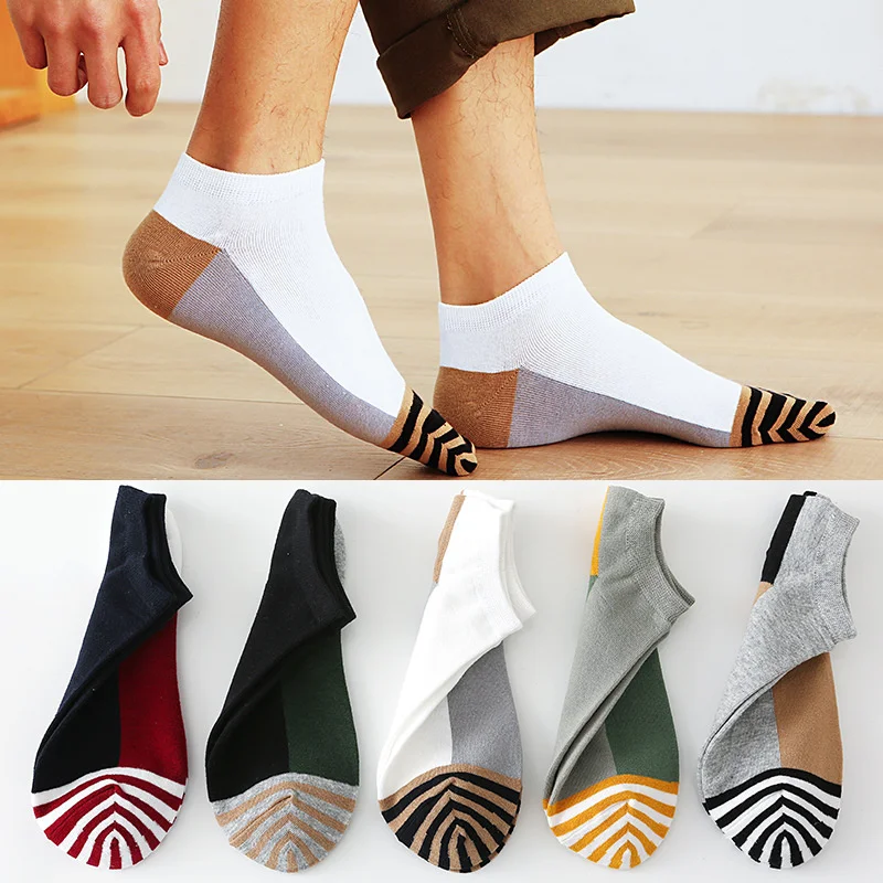 5 pairs Men Socks Male High Quality boat socks Cotton Shallow Mouth Fashion Personality breathable Multicolor Wholesale