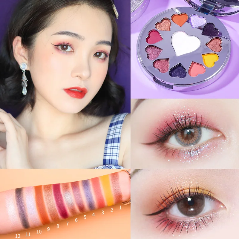 Xixi brand makeup 4D silk fiber eyelash mascara with shimmer glitter eyeshadow palette waterproof sexy red mate lipstick AC112