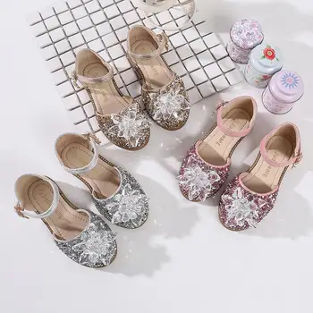 

Girls Sequins Crystal Princess Shoes Kids Girl Party Wedding Flat Heel Leather Shoes Children Girls Casual Dance Shoes RL2