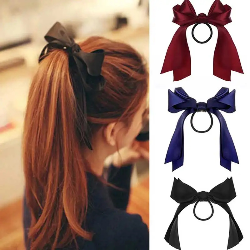 IFMIA Korean Bow-Knot Elastic Hair Bands Accessories Fashion Hair Band Long Ribbon Bow Ponytail Hair Tie Scrunchies Women Girls 1
