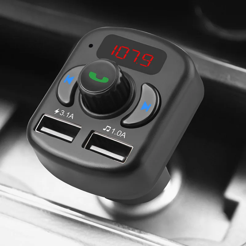 JaJaBor Wireless FM Transmitter Bluetooth 5.0 Car Kit Handsfree Stereo A2DP Car Music MP3 Player Support TF Card U Disk Playback