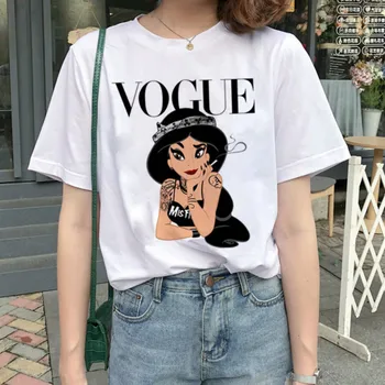 Nuevas camisetas para mujer de camiseta bonita con estampado de princesa para mujer a la moda ropa de calle de camiseta de verano p