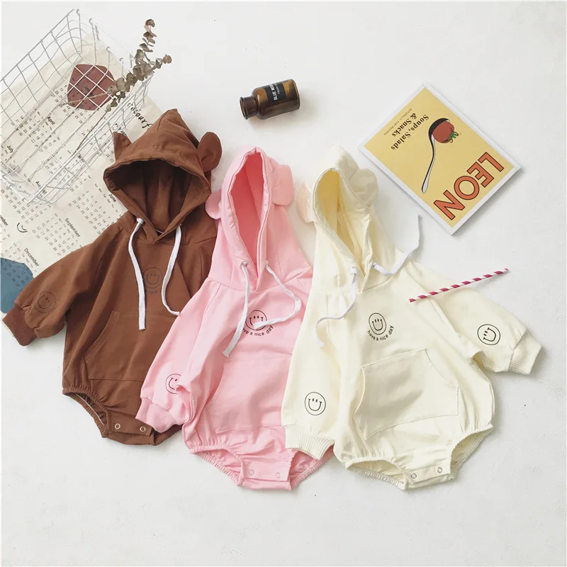 

Newborn Baby Clothes Autumn Ear Hooded Boy Romper For Girls Jumpsuits 100% Cotton Baby Boys Girls Romper