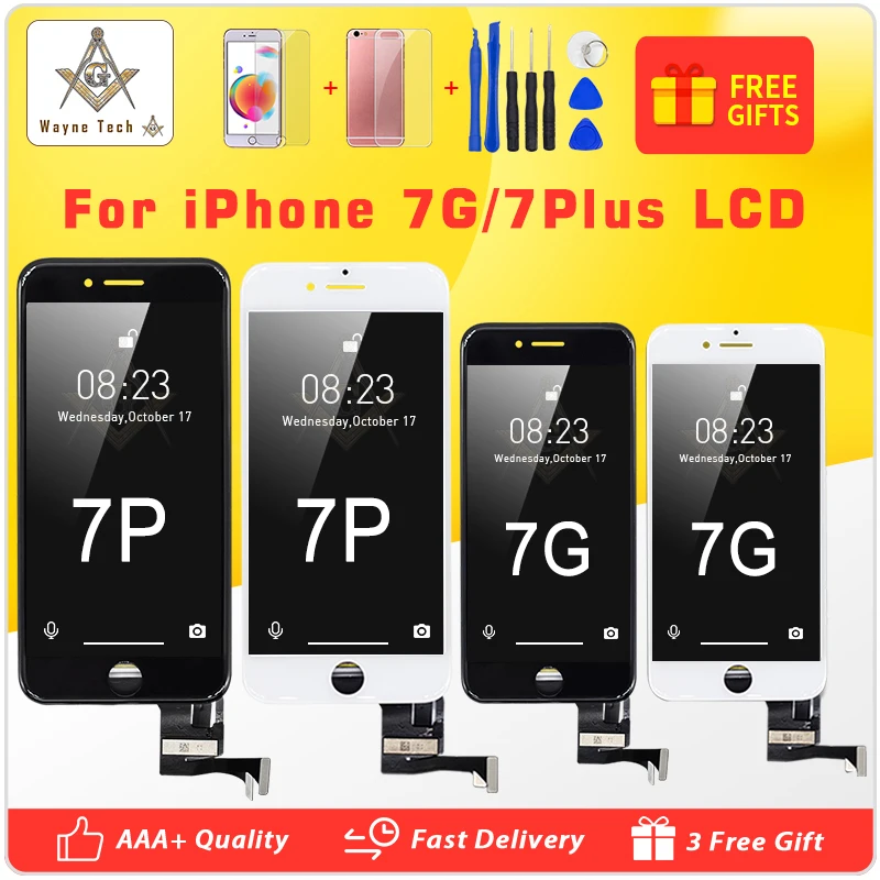 100% AAA качественный дисплей для iPhone 7 7plus ЖК сенсорный сменный экран дигитайзер в