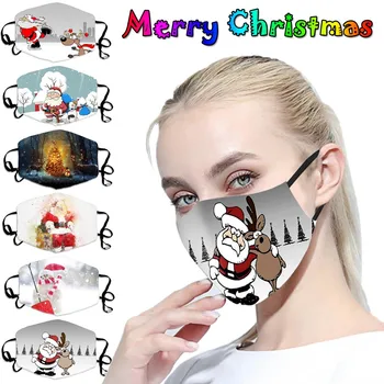 

2020 Merry Christmas Adults Unisex Christmas Face Mask Mouth Masks Warm Windproof Anti-dust Cotton Face Mask Washable Masque