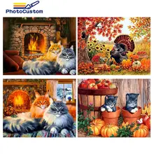 

PhotoCustom Framed Acrylic Paint By Number Cat Artworks Drawing On Canvas HandPainted Picture by numbers Animals For adult