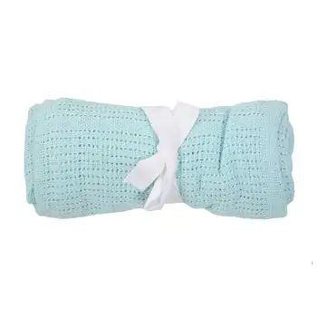 

100% Cotton Baby Infant Cellular Soft Blanket Pram Cot Bed Mosses Basket Crib Color:Light green