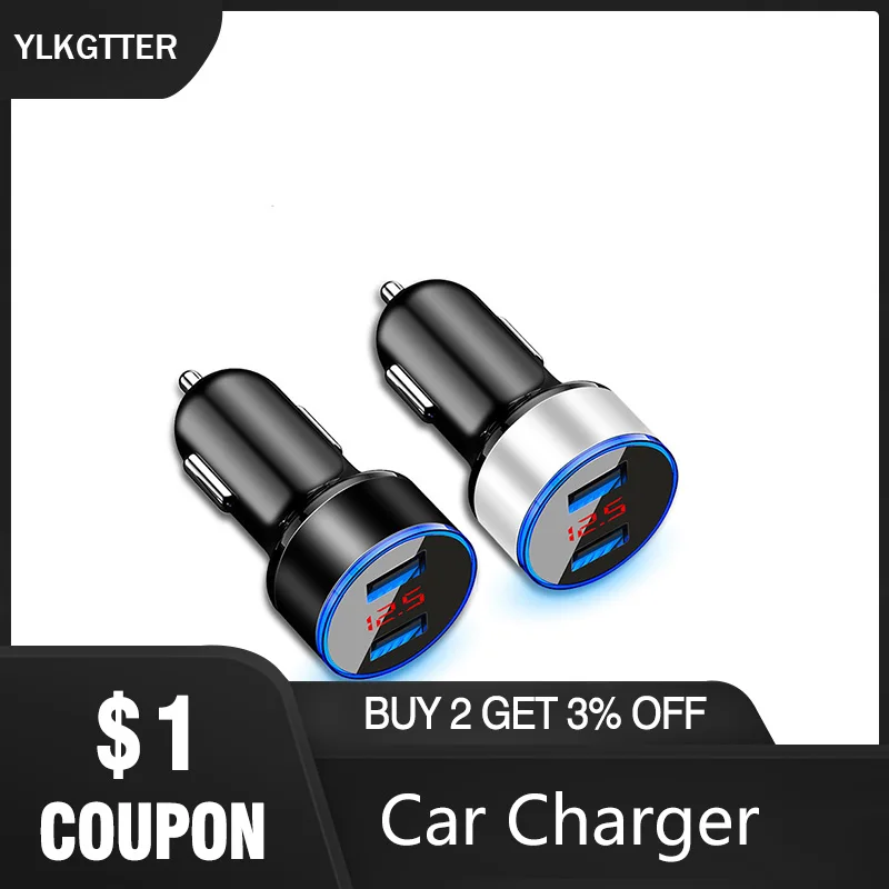 YLKGTTER 3.1A светодиодный дисплей двойной USB Автомобильное зарядное устройство