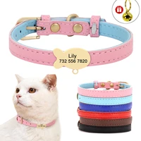 Cute Cat Personalized ID Collar Engraved  Kitten Puppy Name Collars Necklace For Small Medium Cats With Bell Fish Tag Nameplate 1