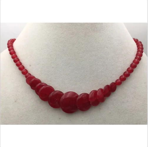 Натуральный 6-20 мм Рубин круглый и монета подвески бусы ожерелье 17 &quotAA + |