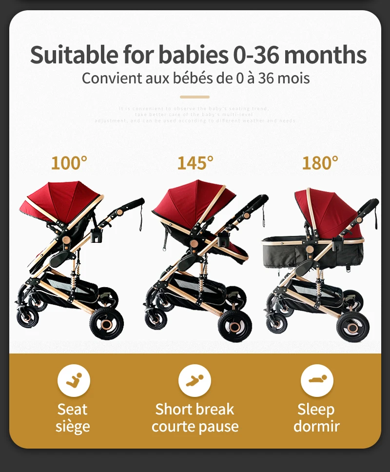 3 in 1 Portable Travel Baby Stroller Folding Prams Aluminum Frame High Landscape Car for Newborn baby stroller