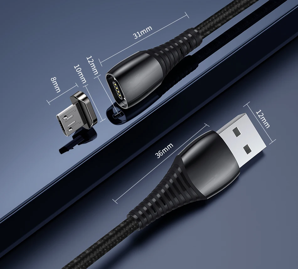 Магнитный кабель из Udyr цинка, кабель Micro usb type C для iPhone X, samsung, Xiaomi, 3A, быстрое зарядное устройство, магнитный кабель для мобильного телефона