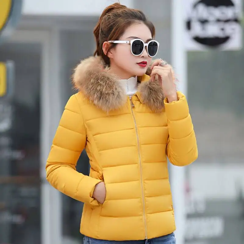 

2019 New Winter Coat Women Winter Jacket Womens warm detachable fur collar detachable hat Slim fit Outwear 7479