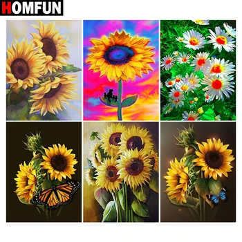 

HOMFUN Diamond Painting Cross Stitch "Sunflower flower" Full Square Round Diy 5d Diamond Embroidery Picture Rhinestone Art