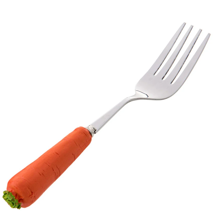Cartoon Stainless Steel Long Handle Spoon/ Fork Cute Carrot Rabbit Dinner Spoon Fork Tableware Flatware Utensils Home Kitchen stainless steel spoon