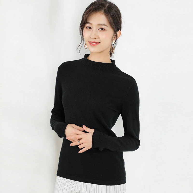 Women's Pullover Spring 2020 Thin Women's Sweater Half-High Collar Twist Knit Design Elegant Long Sleeve Bottoming Shirt Women's Pullover Spring 2020 Thin Women's Sweater Half-High Collar Twist Knit Design Elegant Long Sleeve Bottoming Shirt