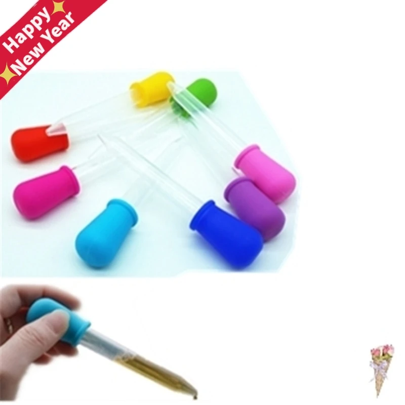 

5ml Clear Silicone Plastic Baby Medicine Dropper Spoon Pipette Liquid Food Dropper Burette 12cm*2cm Color Randomly
