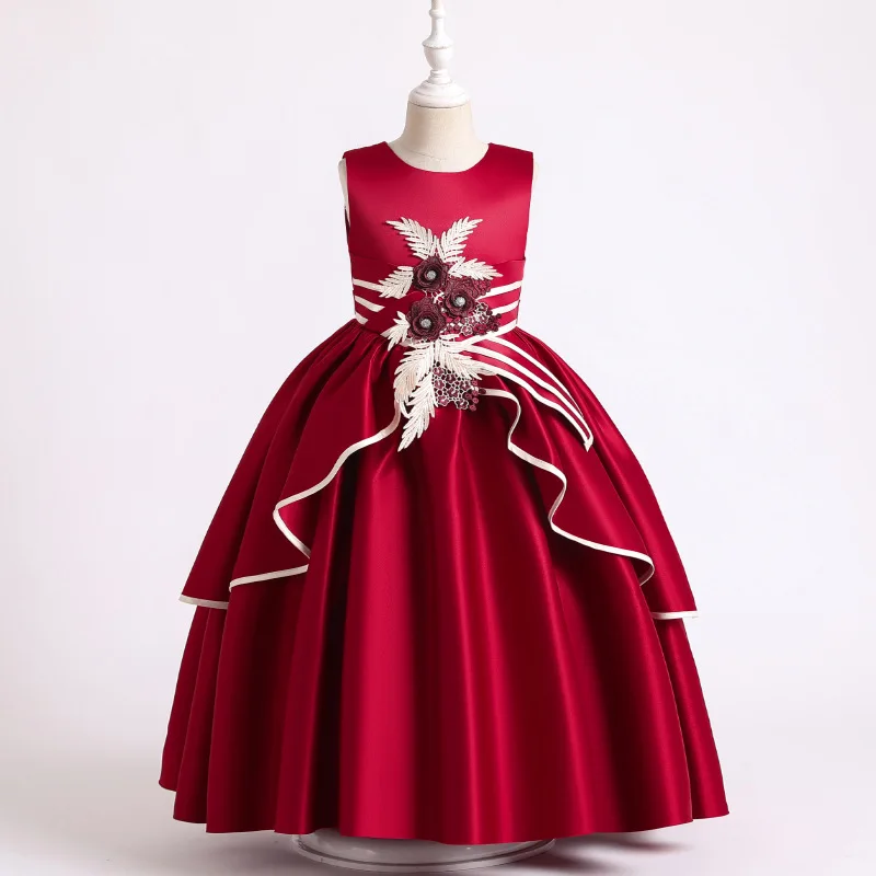 B053 Multicolor Sleeveless Flower Girls Wedding Christmas Children Evening Party Dress 2021 Kids Ball Gowns 3