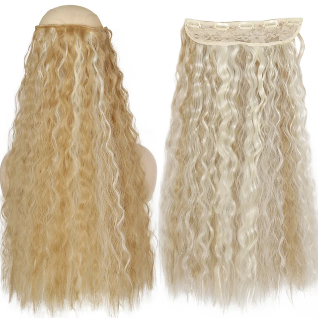 MERISIHAIR 32inch Synthetic Hair Extensions One piece 5 Clips Long Straight High Temperature Fiber Black Brown Hairpiece 55-27h613