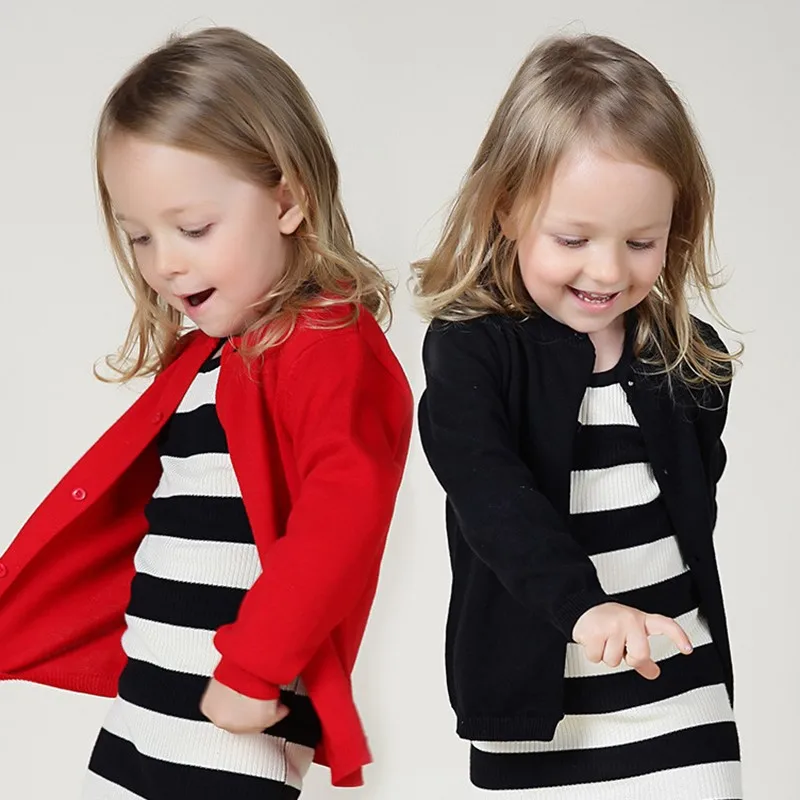 20 colors Little Boy Girls Cardigan Children Long Sleeve Knit Wear Girls Knitted School Uniform Clothes for Baby Boys Girls