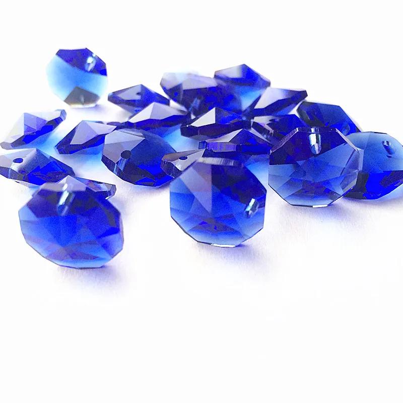 Blue Высокое качество 20 шт./лот многоцветный 14 мм хрустальные Восьмиугольные бусины в одном отверстии K9 кристаллы части для люстры аксессуары DIY Свадебные и x-дерево украшения - Цвет: Blue