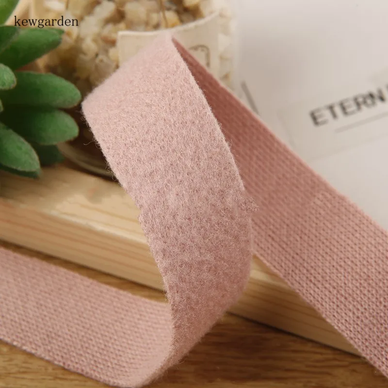 Kewgarden " 1" 50 мм 25 мм 10 мм плюшевая шерсть ткань лента DIY бант аксессуары для волос вручную изготовленная лента тесьма 10 ярдов - Цвет: Розовый