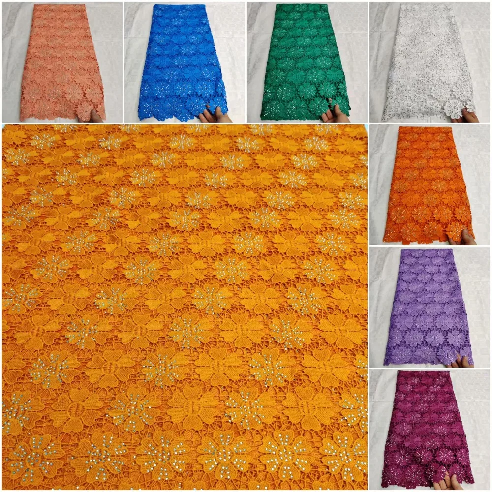 Все еще летают последние нигерийские водорастворимые кружевные ткани Tissu Африканский гипюр шнур кружевная ткань с камнями хлопок сухое кружево 5 ярдов