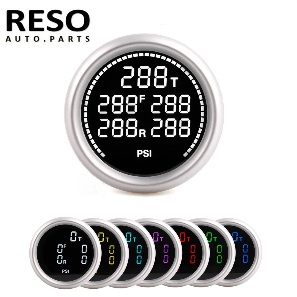 Reso2" 7 Colors Led Display Dual Air Suspension Pressure Gauge Meter