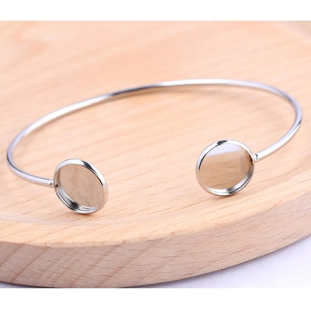 steel color Onwear 5 шт. браслет из кабошона из нержавеющей стали лотки 12 мм диаметр пустой браслет с камеей базовые настройки diy Браслеты ободок фурнитура - Цвет: steel color