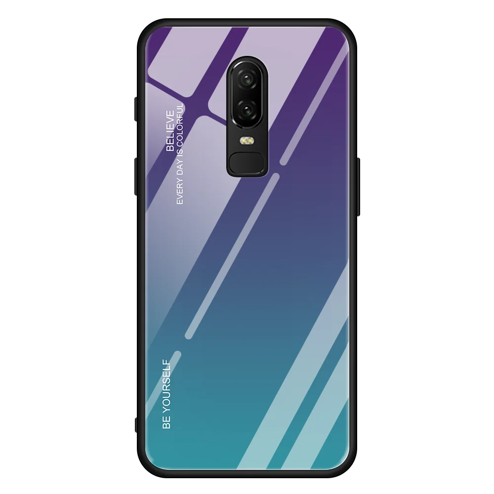 03 Защитный кожух для телефона в виде ракушки для Oneplus 6 градиентный чехол из закаленного стекла для One Plus 5 5T 6T Fundas - Цвет: 03