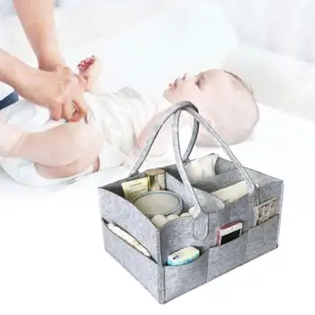 

Portable Baby Diaper Caddy Organizer Felt Nursery Essentials Storage Carrier Bag for Car Travel Changing Table Organizer