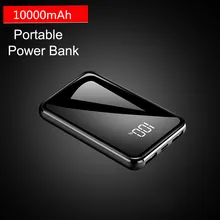 10000 мАч Мини Внешний аккумулятор ультра тонкий зеркальный экран двойной USB 2.1A Быстрая зарядка портативное зарядное устройство Внешний аккумулятор для iPhone Xiaomi