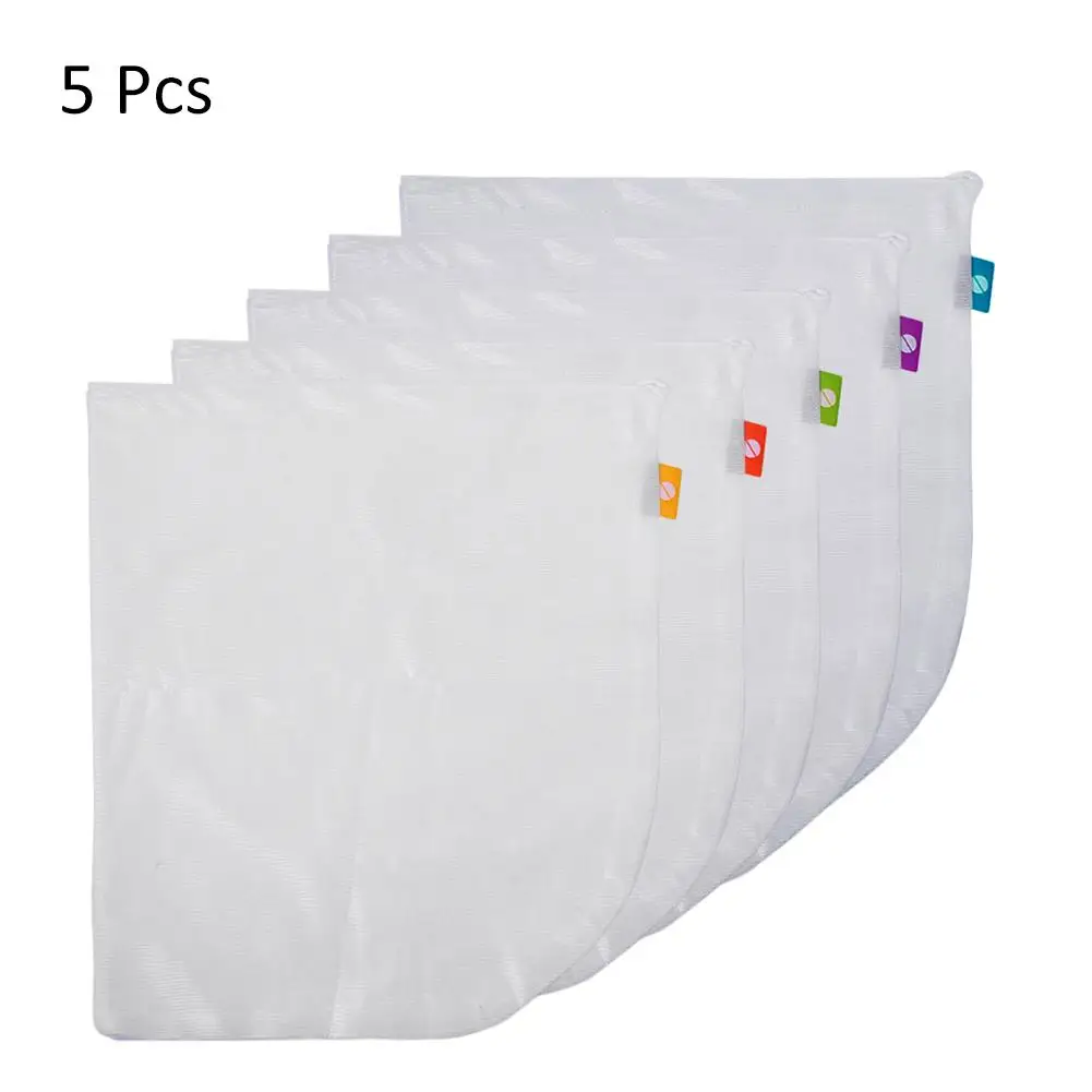 

Fruit Vegetable Bags Cotton Washable Reusable Produce Kitchen Desktop Organizer Storage Bag Mesh Bag With Drawstring For Home