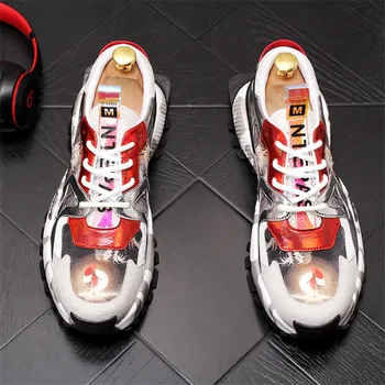 

Brand Design Men Vulcanized Shoes Breathable High Top Sneakers Mens Printed Shoes Fashion Comfortable Zapatillas Hombre 2.5