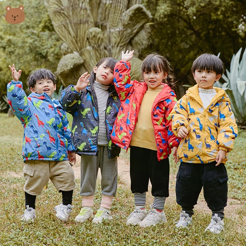 

2020 Boys' Down Jacket Printed On Both Sides Dinosaur Winter Down Jacket Trend Boy Winter Jacket Coat Cute Girl Winter Jacket