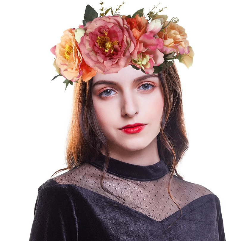 Haimeikang Headbands Simulation Flower Wreath Wedding Garland Headpiece Crown Kids Girl Women Floral Headdress Hair Accessories