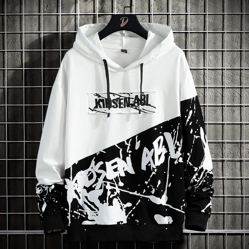 Sudaderas con capucha para hombre, ropa informal japonesa, Top y parte inferior, moda de costura, primavera y verano, novedad de 2021