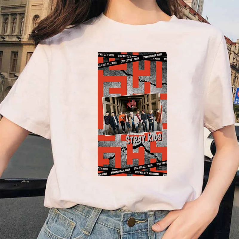 Kpop Stray Kids/Женская Футболка K Pop StrayKids, футболка в стиле хип-хоп, Корейская кавайная футболка в стиле Харадзюку, футболки в стиле хип-хоп для женщин - Цвет: 3129