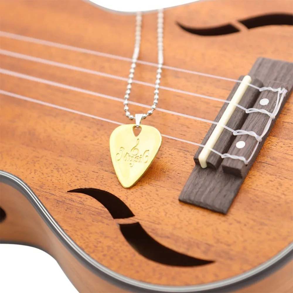 Ожерелье для гитары из нержавеющей стали, ожерелье для гитары, подвеска для гитары с цепочкой, идеальный подарок для любителей музыки