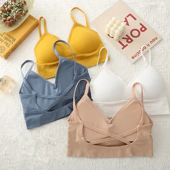 

Women Crop Top Female Tube Top Wire Free Seamless Underwear Cropped Back Sexy Lingerie Sports Tank Tops Solid 6 Colors New