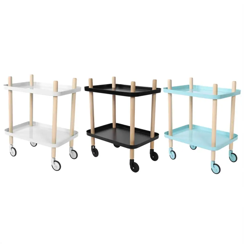 

Double Layers Rolling Storage Cart Multi-use Movable Organizer Rack for Home Restaurant shopping trolley