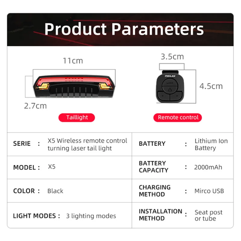 USB Bicycle Light Meilan x5 Wireless Smart Brake Bike Light Headlights Led Turn Signals Rear Tail Lamp Cycling Accessories USB Bicycle Light Meilan x5 Wireless Smart Brake Bike Light Headlights Led Turn Signals Rear Tail Lamp Cycling Accessories