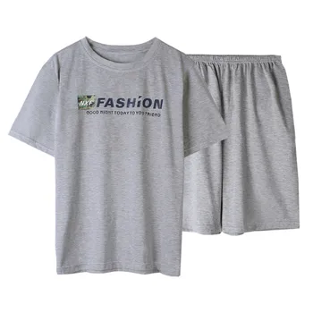 

Men Comfortable Pyjamas Plus Size M-3XL Short Sleeve Casual Home Wear Summer Cotton Boy Pajama Sets Leisure Sleepwear Set