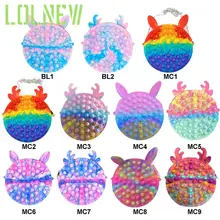 

Silicone Push Bubble Stationery Storage Bag Decompression Coin Purse Fidget Toy Soft Squishy Kids Toys Rainbow Fidget Bag