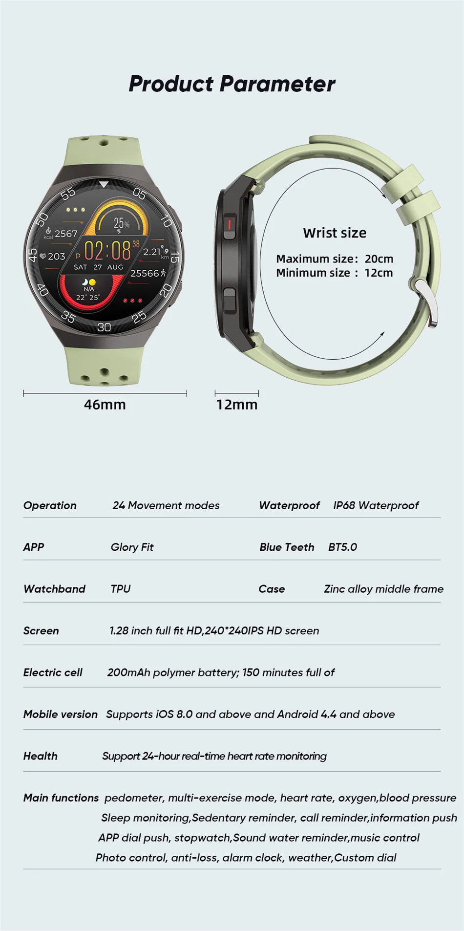 2021 New For HUAWEI Smart Watch Men Heart rate monitor Fitness Tracker Weather Display Full Color Touch Screen Smartwatch Women
