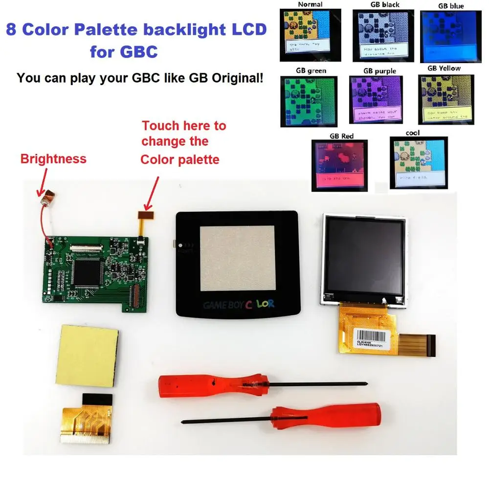 For Gameboy Color High Light Screen Lcd Modification Kit Gbc Adjustable
